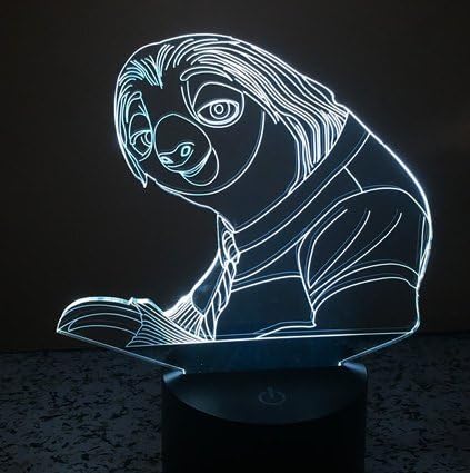 Birthday Gift Sloth Lamp - 3D Optical Illusion 2 Functions multi colors USB Charging or AA Battery - Acrylic Panel Funny Sloth Flash Light Gifts for Kids BF GF Son & Daughter - LeafyLoom