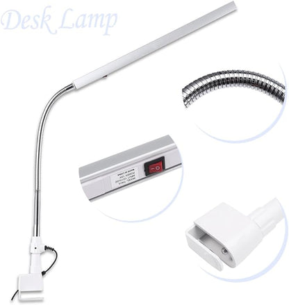 3 Types Desk Lamp with Clamp, Ultra Slim Desk Lamp, 360 Degree Rotation Metal Arm Eye Caring Lamp, for Reading, Study, Tattoo Light, Beauty Manicure - LeafyLoom