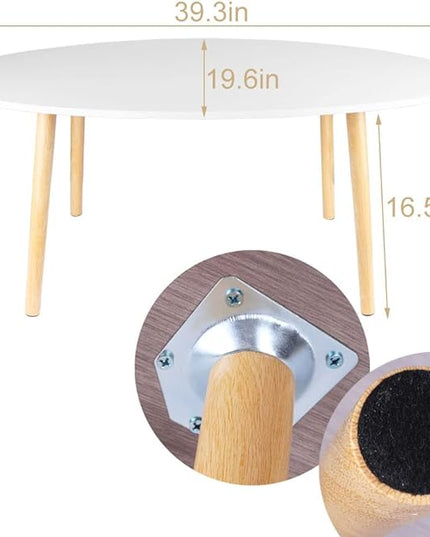 Oval Coffee Table Midcentury Modern Coffee Table Wood Coffee Table Modern Coffee Table for Living Room, Small Modern Furniture for Home, 39.3" D x 19.6" W x 16.5" H - LeafyLoom
