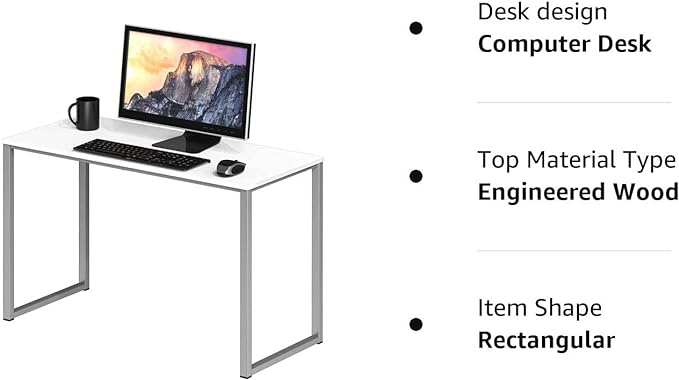 SHW Home Office 32-Inch Computer Desk, White - LeafyLoom