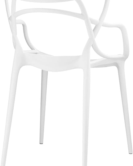Modway Entangled Modern Molded Plastic Kitchen and Dining Room Arm Chair in White - Fully Assembled - LeafyLoom