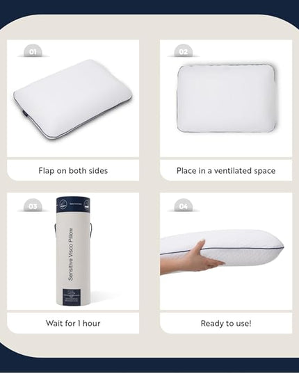 English Home Memory Foam Pillow, Breathable Height Adjustable Orthopedic Pillow, Cervical Pillow for Neck Pain, Machine Washable Side Sleeper Pillow, Neck Pillow, Hard, 16"x 24"x6" inch White - LeafyLoom