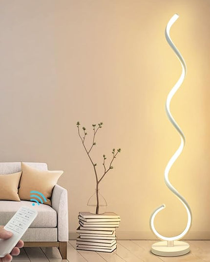 Spiral LED Floor Lamp, 40W Dimmable Floor Lamps for Living Room with Remote Control, Stepless Adjustable Colors & Brightness Standing Lamp Reading Corner Floor Lamp for Bedroom, Office -White - LeafyLoom