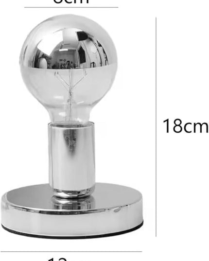 Simple Unique Lamp Base Only,Mini Bedside Table Lamp Bases,E26 Edison Light Bulb Stand Lamps for Small Spaces,Minimalist Desk Lamps Set w/ 5.8ft White Cord Switch Plug,No Bulb,Silver/Chrome,S - LeafyLoom