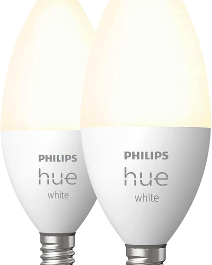 Philips Hue Smart 40W B39 Candle-Shaped LED Bulb - Soft Warm White Light - 4 Pack - 450LM - E12 - Indoor - Control with Hue App - Compatible with Alexa, Google Assistant and Apple Homekit Philips