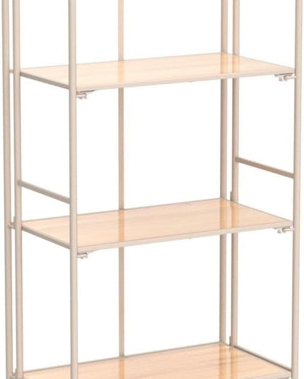 No Assembly Folding Bookshelf, 3 Tier White Bookshelf, Metal Book Shelf for Storage, Folding Bookcase for Office Organization and Storage, 12.6" D x 22.44" W x 42.13" H - LeafyLoom