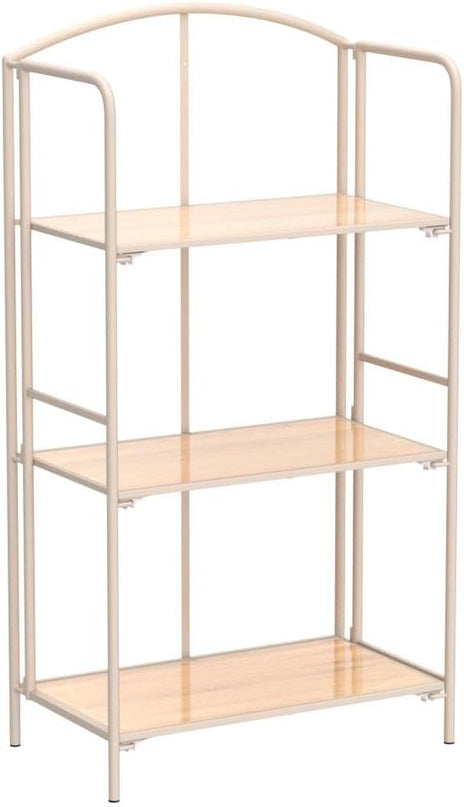 No Assembly Folding Bookshelf, 3 Tier White Bookshelf, Metal Book Shelf for Storage, Folding Bookcase for Office Organization and Storage, 12.6" D x 22.44" W x 42.13" H - LeafyLoom