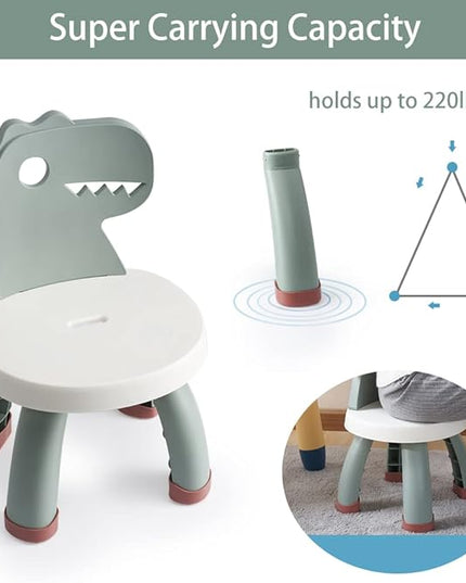 Toddler Chair,Plastic Kids Dino Chair,Sturdy Durable and Lightweight Toddler's Activity Chairs,Anti-Slip Ergonomic Design kids step stool,Indoor or Outdoor Use for Boys Girls Aged 1+ (Green) - LeafyLoom