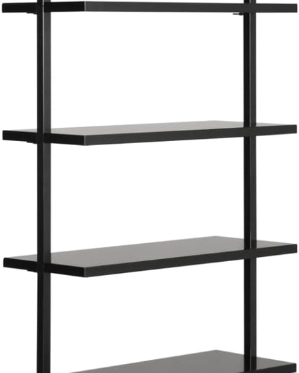 Nathan James Theo 6-Shelf Tall Bookcase, Wall Mount Bookshelf Wood Shelves and Metal Frame, Matte Black - LeafyLoom