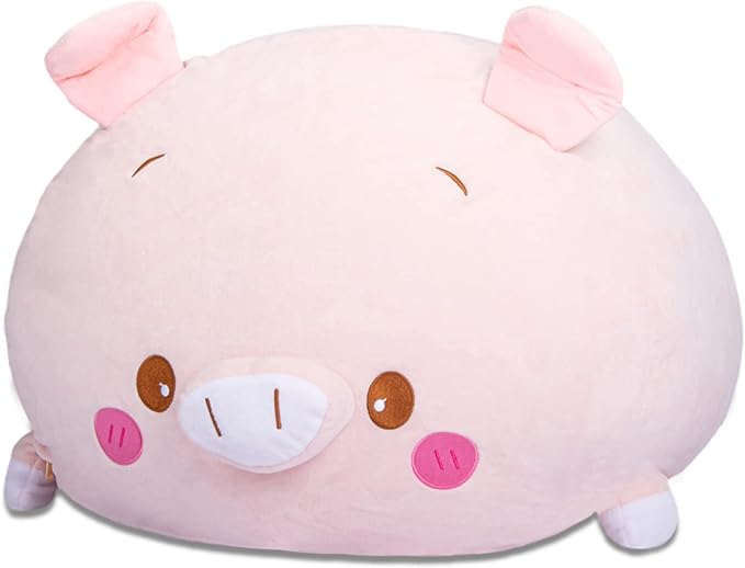 Stuffed Animal Storage Bean Bag Chair Cover for Kids Pink Pig Plush Bean Bag Chair for Girls Large Size Toy Organizer Cover Only Without Filling - LeafyLoom