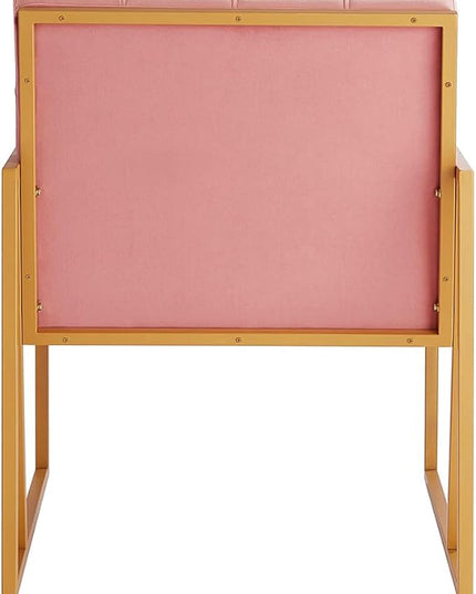 24KF Modern Blush Velvet Button Tufted Accent Chair with Golden Metal Stand, Decorative Furniture Chairs for Living Room Bedroom - Blush - LeafyLoom
