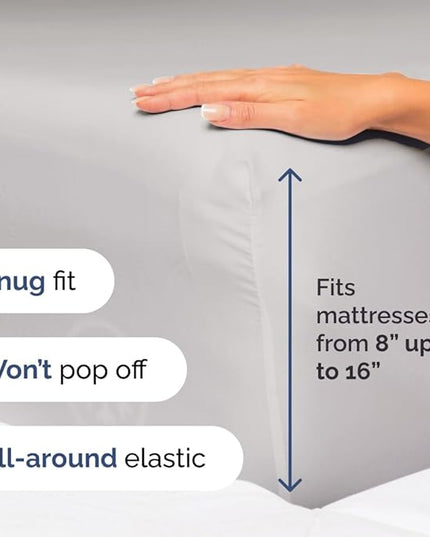 Cal King Size 4 Piece Sheet Set - Comfy Breathable & Cooling Sheets - Hotel Luxury Bed Sheets for Women & Men - Deep Pockets, Easy-Fit, Soft & Wrinkle Free Sheets - French Grey Oeko-Tex Bed Sheet Set - LeafyLoom