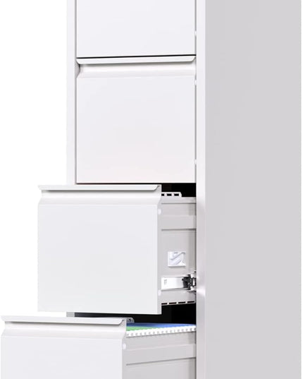 4 Drawer File Cabinet, Office Filing Cabinet with Lock/Drawer, Metal Vertical File Storage Cabinet for A4 Letter/Legal Size, 14.96" W x 17.72" D x 52.36" H, Assembly Required - LeafyLoom
