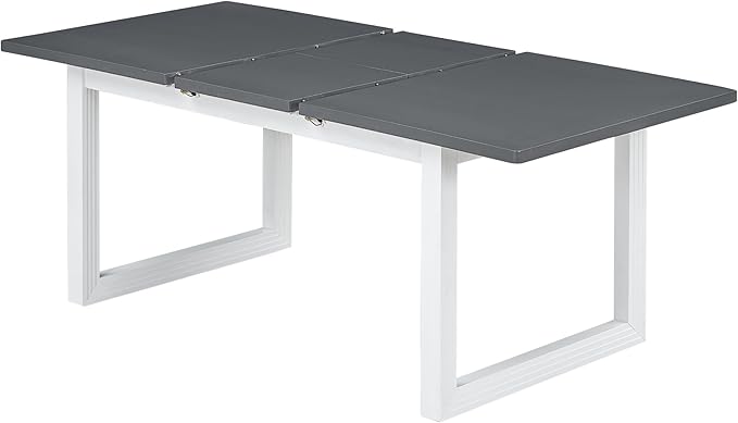 Modern Extendable Set for 6-White Expandable Dining Room Table with 18" Butterfly Leaf, 4 Upholstered Chairs, and Bench - LeafyLoom