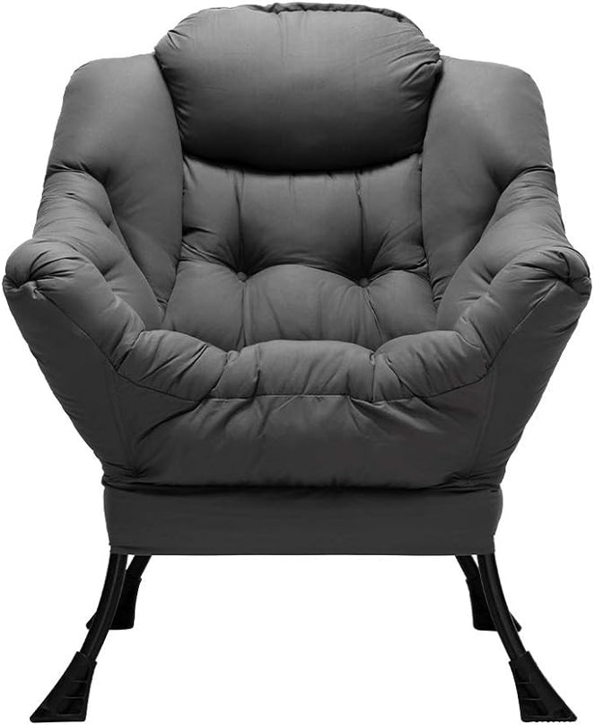 HollyHOME Fabric Large Lazy Chair, Accent Reading Chair, Cozy Lounge Chair with Armrest, Leisure Sofa Chair for Living Room, Bedroom, Dorm, Dark Grey - LeafyLoom