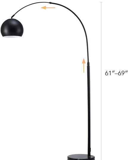Arc Floor Lamps Metal Shade, BlackFloor Lamp Over The Couch, 360° Rotatable Standing Lamp for Reading Office, Bedroom, Living Room - LeafyLoom