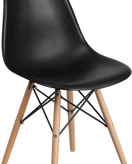 Flash Furniture 2 Pack Elon Series Black Plastic Chair with Wooden Legs - LeafyLoom