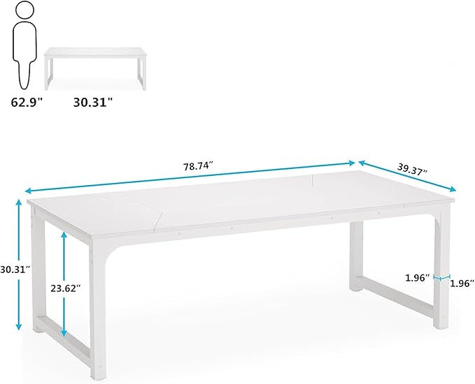 Tribesigns Modern Computer Desk, 78.7 x 39.4 inch X Large Executive Office Desk Computer Table Study Writing Desk Workstation for Home Office,White - LeafyLoom