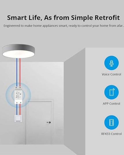 SONOFF BASICR2 WiFi Switch 3-Pack Wireless Remote Control Electrical for Household Appliances,Compatible with Alexa DIY Your Home Via iPhone Android App SONOFF