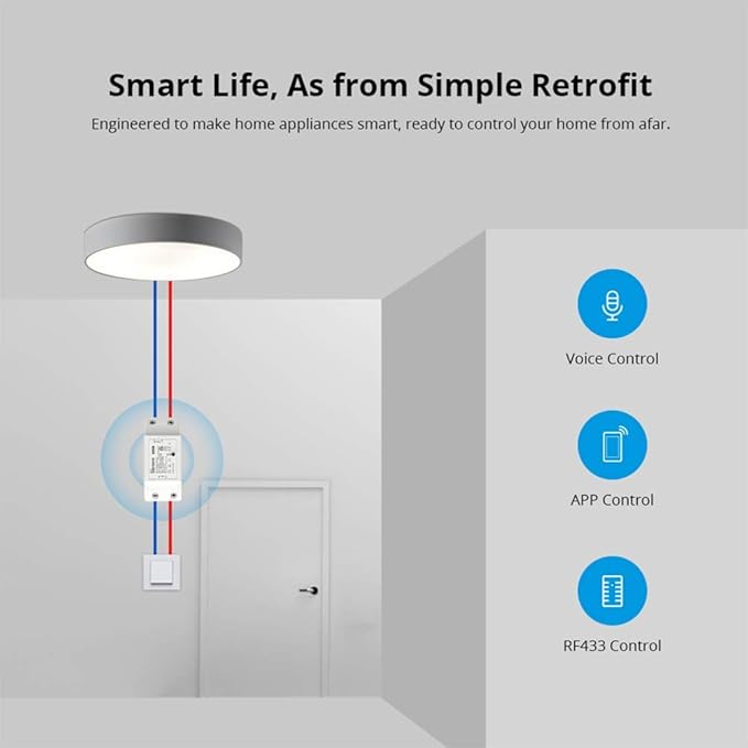 SONOFF BASICR2 WiFi Switch 3-Pack Wireless Remote Control Electrical for Household Appliances,Compatible with Alexa DIY Your Home Via iPhone Android App SONOFF