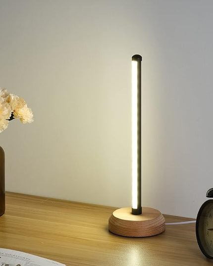 Modern Led Wood Table Lamp, 3-Color Temperature Bedside Lamp,Bedroom Bedside Night Light, Dimmable Led Lighting, Creative Home Decor, Unique House warmging Gift - LeafyLoom