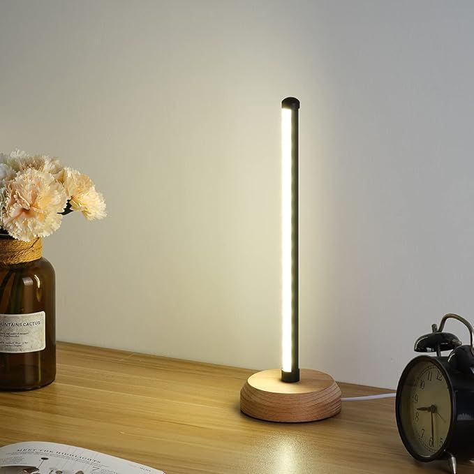 Modern Led Wood Table Lamp, 3-Color Temperature Bedside Lamp,Bedroom Bedside Night Light, Dimmable Led Lighting, Creative Home Decor, Unique House warmging Gift - LeafyLoom