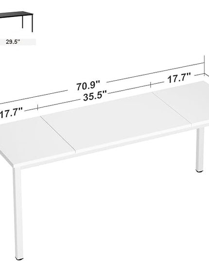 Need Large Computer Desk 70.8 x 23.6 inches Conference Table Large Office Desk Writing Table Workstation for Home Office,White 10FJGSAC3-180WW-60-ND - LeafyLoom