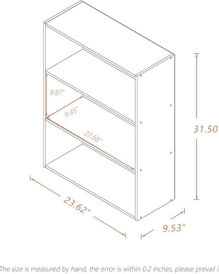 Basic Open Shelf Bookcase - 3-Tier Wooden Cube Storage Shelves Split Bookshelf, Oak - LeafyLoom