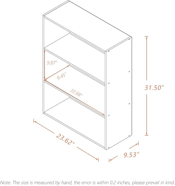 Basic Open Shelf Bookcase - 3-Tier Wooden Cube Storage Shelves Split Bookshelf, Oak - LeafyLoom