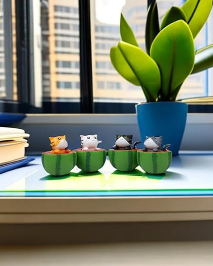 Cute and Compact Office Desk Decorations Cat in Eggshell Desk Ornament Shelf Decor Home Decor Bookshelf Decorative Objects Tabletop Decor - LeafyLoom