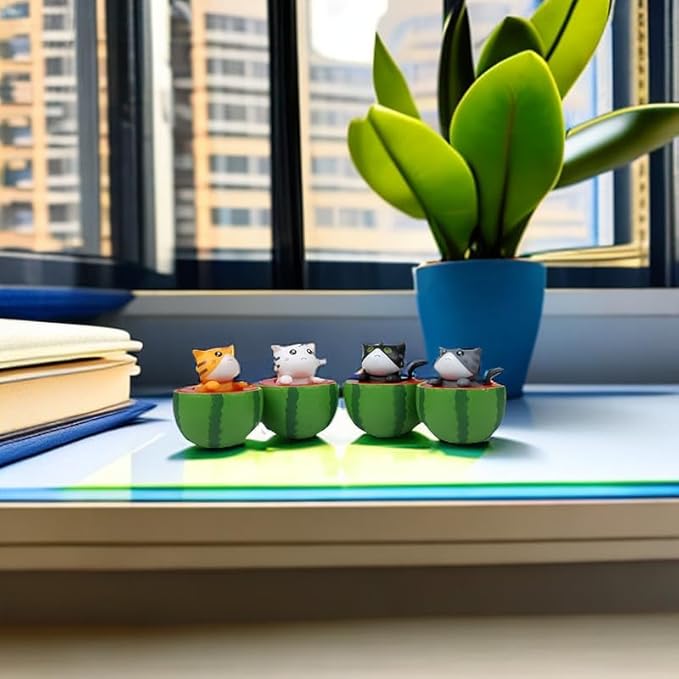 Cute and Compact Office Desk Decorations Cat in Eggshell Desk Ornament Shelf Decor Home Decor Bookshelf Decorative Objects Tabletop Decor - LeafyLoom