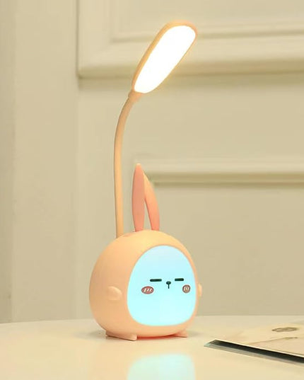 Cute Bunny Desk Lamp, Portable LED Desk Lamps with Night Light,Rabbit Foldable USB Rechargeable Reading Light for Children Boys Girls Study (Pink) - LeafyLoom