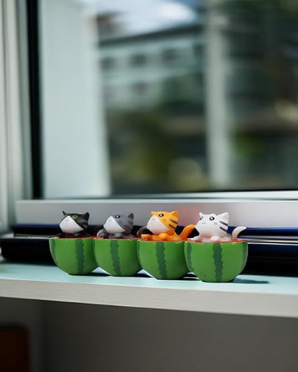 Cute and Compact Office Desk Decorations Cat in Eggshell Desk Ornament Shelf Decor Home Decor Bookshelf Decorative Objects Tabletop Decor - LeafyLoom