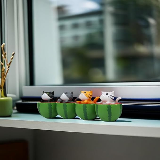 Cute and Compact Office Desk Decorations Cat in Eggshell Desk Ornament Shelf Decor Home Decor Bookshelf Decorative Objects Tabletop Decor - LeafyLoom