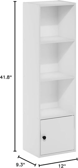 Furinno Luder Shelf Bookcase with 1 Door Storage Cabinet, White - LeafyLoom