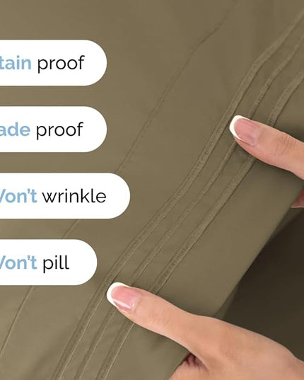 Twin XL Size 3 Piece Sheet Set - Comfy Breathable & Cooling Sheets - Hotel Luxury Bed Sheets for Women & Men - Deep Pockets, Easy-Fit, Extra Soft & Wrinkle Free Sheets - Khaki Oeko-Tex Bed Sheet Set - LeafyLoom