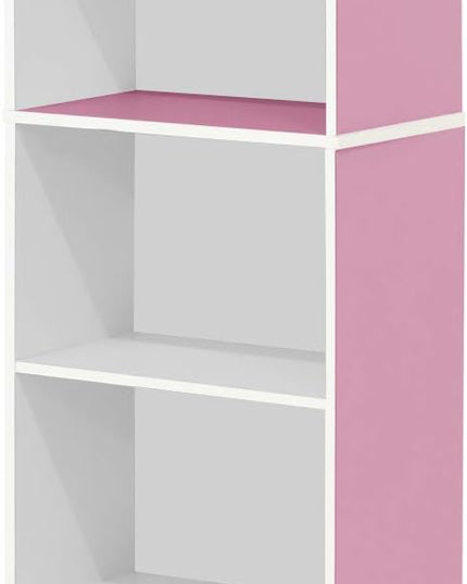 Furinno 5-Tier Reversible Color Open Shelf Bookcase , White/Pink 11055WH/PI - LeafyLoom
