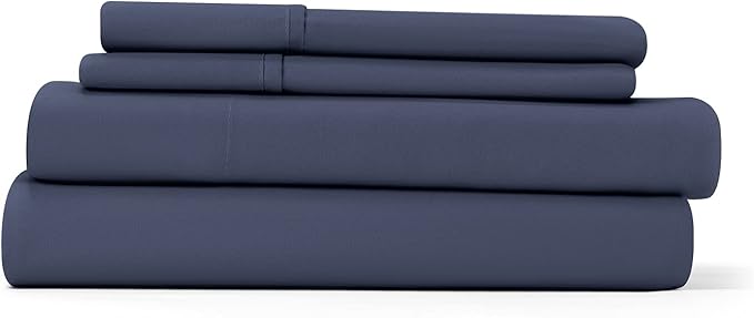 Linen Market Bed Sheets for Queen Size Bed (Navy) - Sleep Better Than Ever with These Soft and Cooling Queen Sheets - Deep Pocket Fits 16" Thick Beds - 4 Piece Queen Sheet Set - LeafyLoom