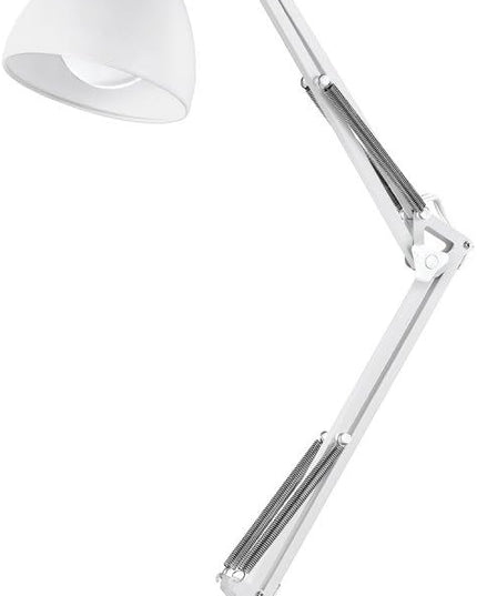 Globe Electric 52024 28" Swing Arm Desk Lamp, Matte White, On/Off Rotary Switch on Shade, Partially Adjustable Swing Arm, Home Office Accessories, Lamp for Bedroom, Home Improvement, Home Décor - LeafyLoom