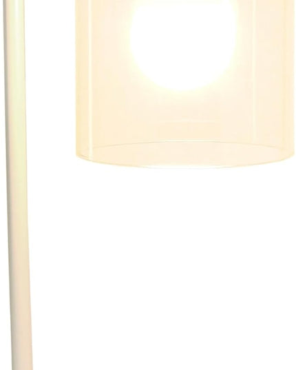 Simple Designs LD1036-WHT-LB 18.8" Industrial Bronson Antique Style Iron Lantern Desk Table Lamp with Glass Shade for Home Décor, Office, Living Room, Bedroom, White, with Feit LED Bulb Included - LeafyLoom