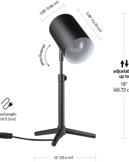 Globe Electric 52899 Pratt Desk Lamp, 18 in 1-Light, Matte Black Tripod Base - LeafyLoom