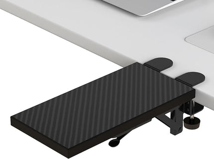 Ergonomics Desk Extender Tray, 11.8"x5.9" Punch-Free Clamp on, Foldable Keyboard Drawer Tray, Table Mount Arm Wrist Rest Shelf, Computer Elbow Arm Support - LeafyLoom