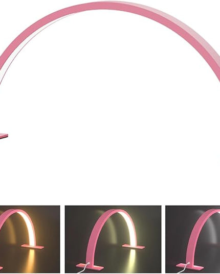 22INCH Half Moon Light for Nail Desk, LED Nail Tech Lamp Lash Light for Nail Tech Eye Tech, Dimmable Lamp with Touch Controller, 3 Color Mode, 3000-6000K (Pink) - LeafyLoom
