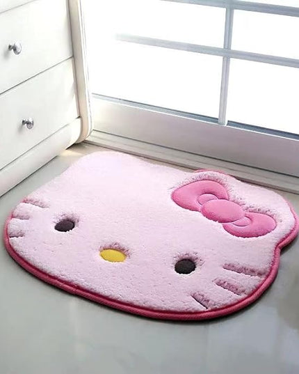 Area Rugs Kawaii Carpet Super Soft Area Rugs Cute Cartoon Kitten Face Pattern Bedroom Mats，Luxury Shaggy High Absorbent and Anti Slip - LeafyLoom
