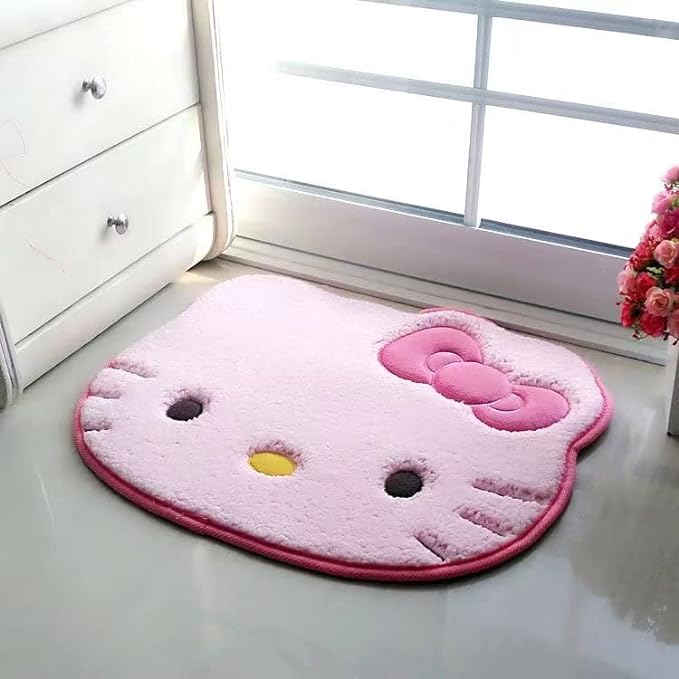Area Rugs Kawaii Carpet Super Soft Area Rugs Cute Cartoon Kitten Face Pattern Bedroom Mats，Luxury Shaggy High Absorbent and Anti Slip - LeafyLoom