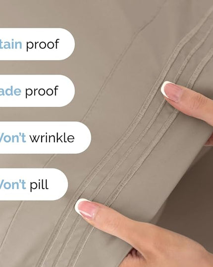 Cal King Size 4 Piece Sheet Set - Comfy Breathable & Cooling Sheets - Hotel Luxury Bed Sheets for Women & Men - Deep Pockets, Easy-Fit, Extra Soft & Wrinkle Free Sheets - Wheat Oeko-Tex Bed Sheet Set - LeafyLoom