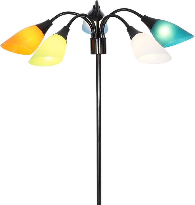 Catalina Lighting 20744-000 Medusa 5-Light Adjustable Floor Lamp, Standing Lamp, Multi-Head Lamp, Living Room Floor Light, LED Bulb NOT Included, 67.75", Multi-Color - LeafyLoom