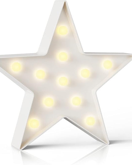 White Star Birthday Party Decorations, Battery Powered Star Night Light for Kids, Kids Room Decor for Bedrooms, Baby Night Light, Toddler Room Decor, Kids Room Decor, Wall Decor for Bedroom - LeafyLoom