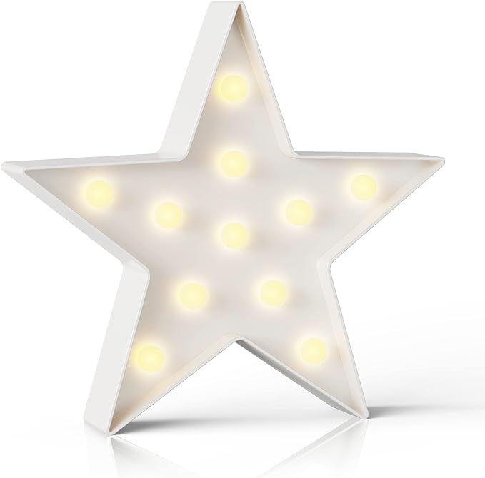 White Star Birthday Party Decorations, Battery Powered Star Night Light for Kids, Kids Room Decor for Bedrooms, Baby Night Light, Toddler Room Decor, Kids Room Decor, Wall Decor for Bedroom - LeafyLoom