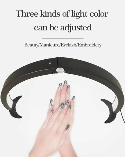 Adjustable Half Moon Light for Nail Desk, Professional LED Light Nail Lash Tech Lighting for Manicure, Pedicure, Tattoo, Lash Work, Manicure Light, Lash Light for Table (Black) - LeafyLoom